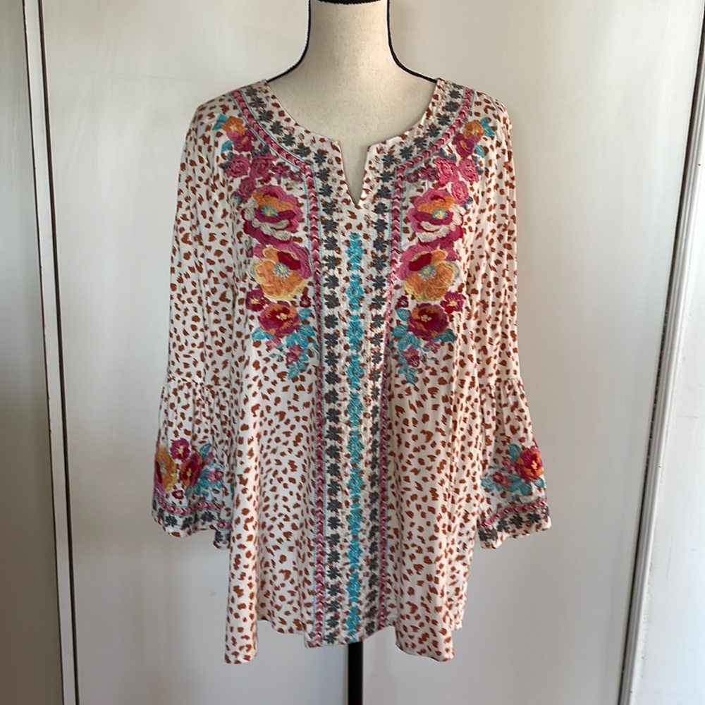 [The Porter Collective] Embroidered Bell-Sleeve Tunic NWOT